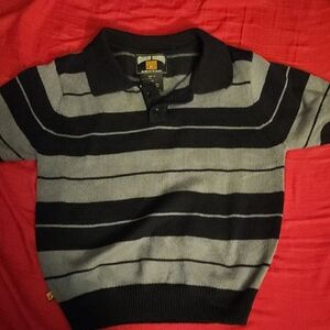 Izod Men's Black and Gray Striped Sweater County FB
